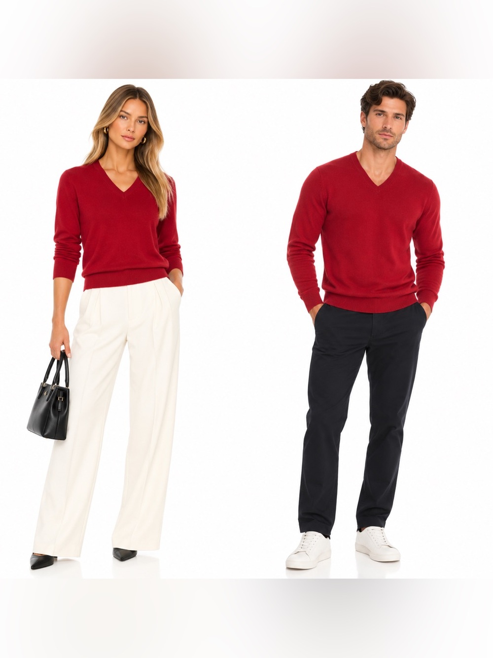 Men's Red V-Neck Sweater